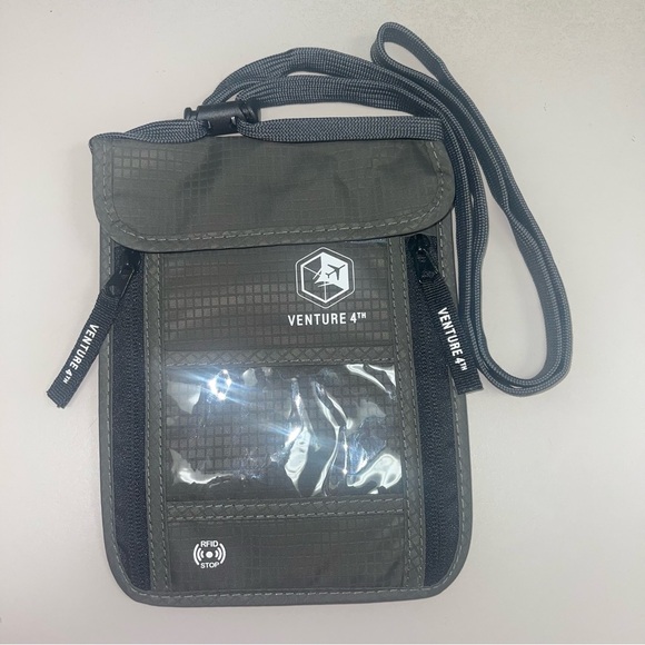 Venture 4th Other - Venture 4TH Neck Pouch Travel Wallet RFID Blocking Passport Holder Gray/Black